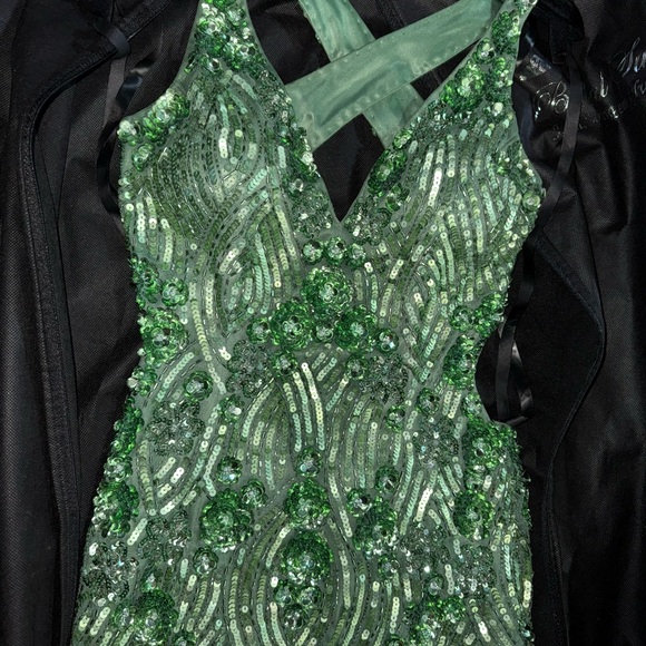Primavera Couture Sparkling Green Backless Dress - Picture 3 of 11